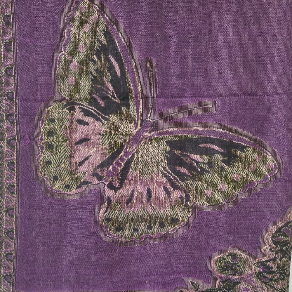 VINTAGE Butterfly Print Shawl Scarf